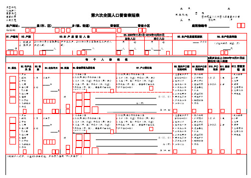 第六次全国人口普查表短表----黑龙江省用