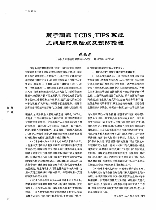 关于国库TCBS、TIPS系统上线后的风险点及预防措施