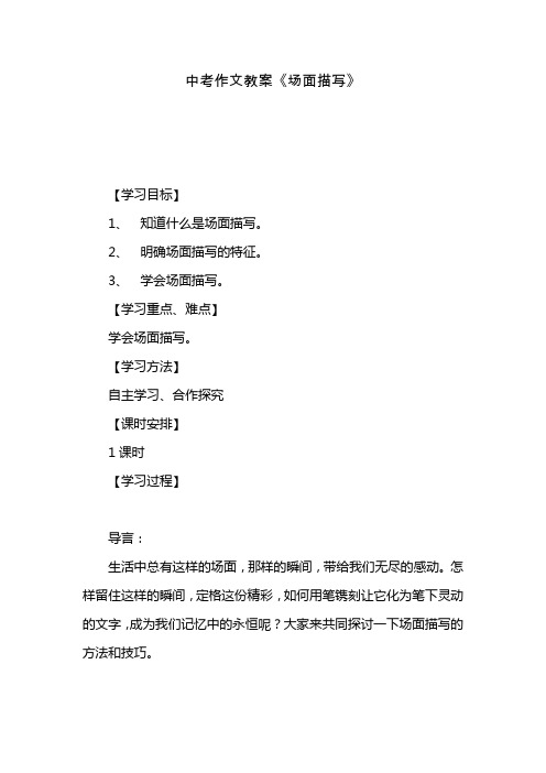 初中语文教育资源中考作文教案《场面描写》