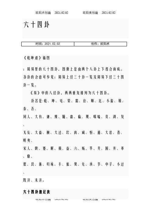 六十四卦全文详解之欧阳术创编