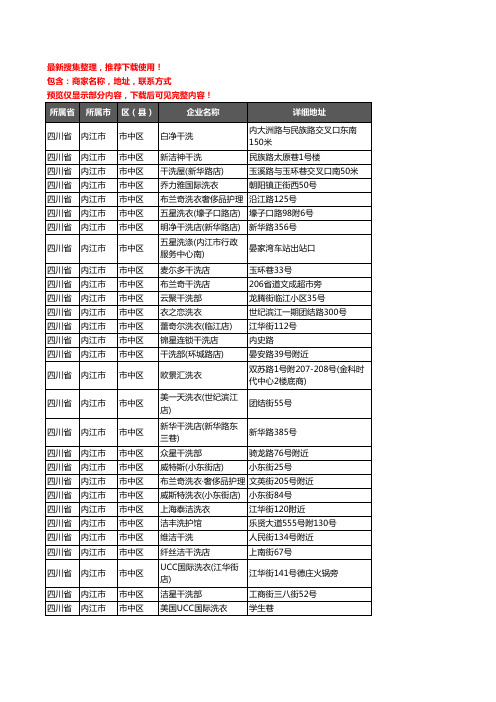 新版四川省内江市市中区洗衣店企业公司商家户名录单联系方式地址大全30家
