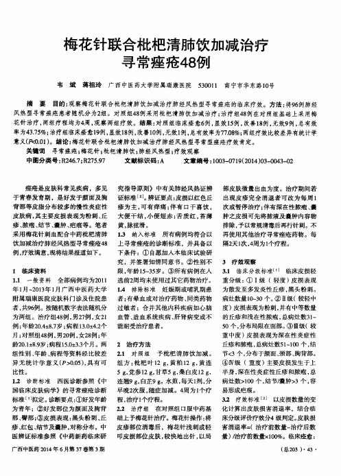 梅花针联合枇杷清肺饮加减治疗寻常痤疮48例