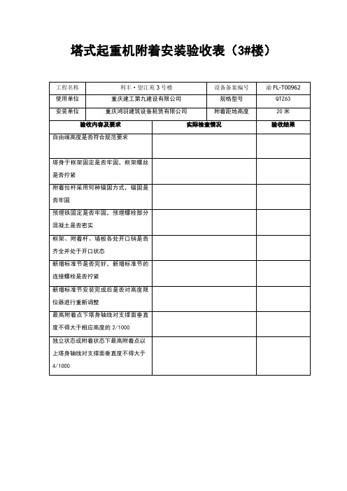 塔吊附着安装验收表