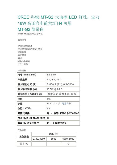 CREE科锐汽车大灯专用原装灯珠MTG2 大功率18W,超高亮COB