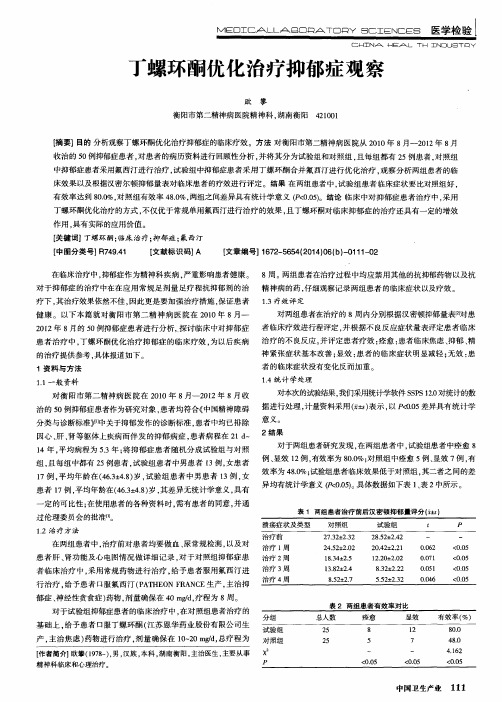 丁螺环酮优化治疗抑郁症观察