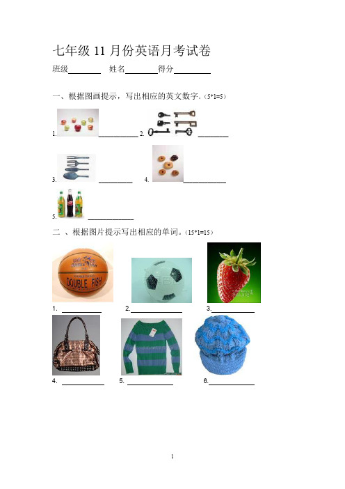 人教新目标七年级上英语11月份月考试卷