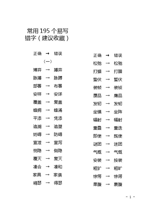 常用195个易写错字(建议收藏)