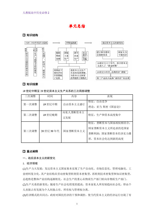高中历史必修2精品学案：单元总结：第六单元 世界资本主义经济政策的调整