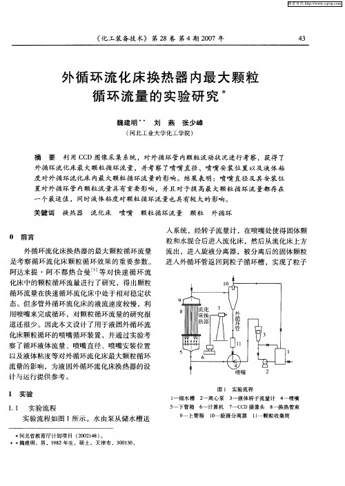 外循环流化床换热器内最大颗粒循环流量的实验研究术