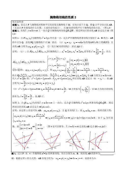 高中数学《抛物线切线2》导学案