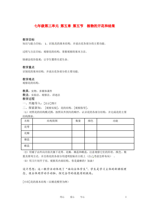 七年级生物上册_5.5_植物的开花和结果教案_苏教版