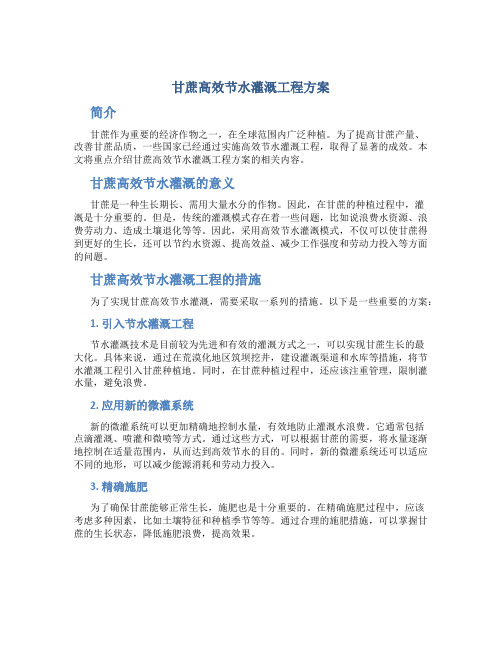 甘蔗高效节水灌溉工程方案