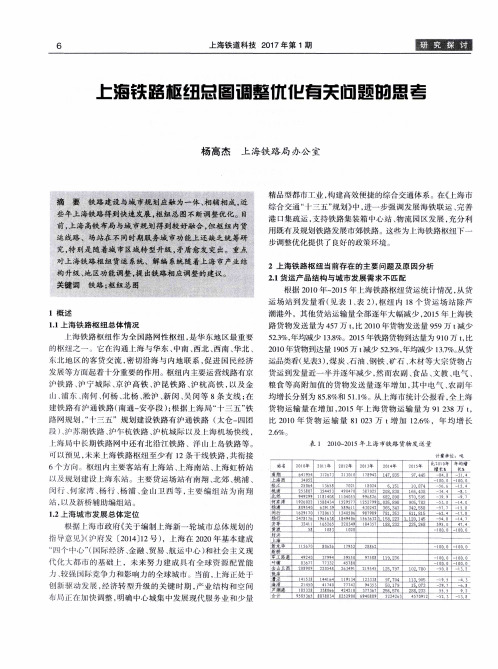 上海铁路枢纽总图调整优化有关问题的思考