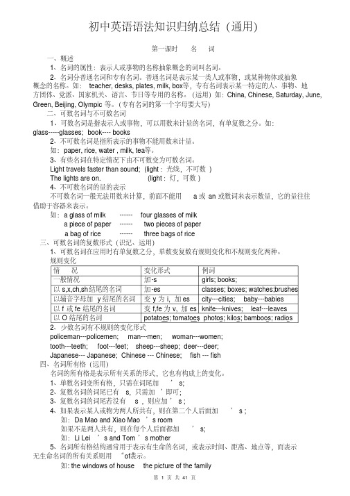 初中英语语法知识归纳总结(通用)