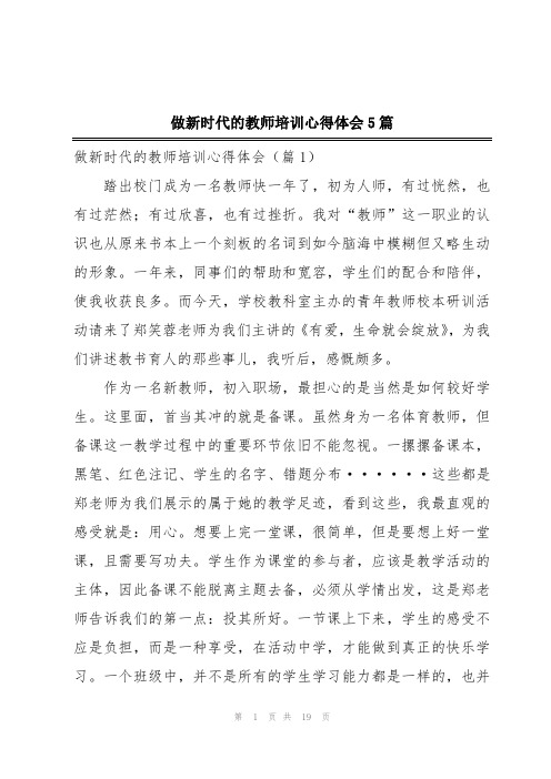 做新时代的教师培训心得体会5篇