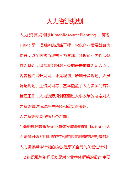 什么是人力资源规划