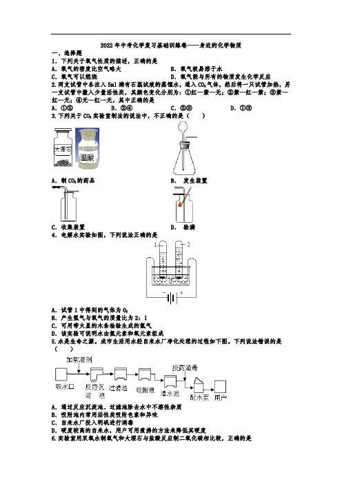 2022年中考化学复习基础训练卷——身边的化学物质