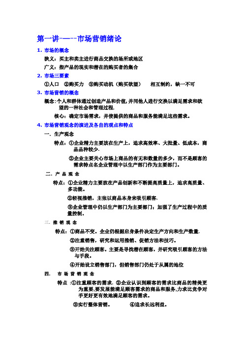 市场营销期末考试重点总结