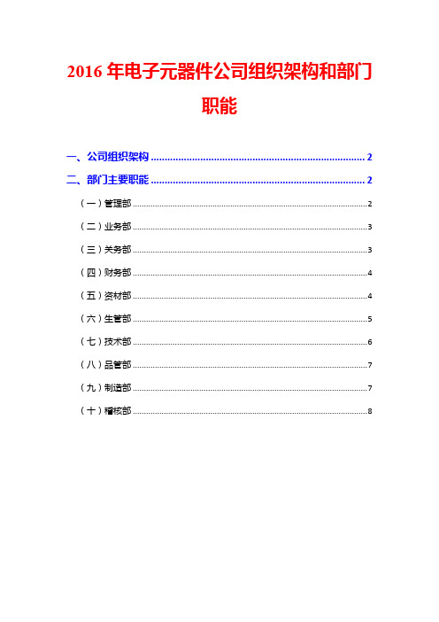 2016年电子元器件公司组织架构和部门职能
