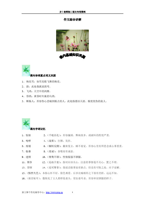 徐汇新王牌暑假初中补习班——精品教案