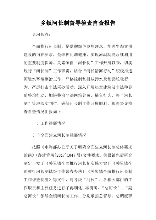 乡镇河长制督导检查自查报告