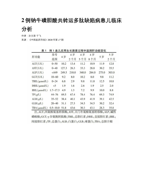 2例钠牛磺胆酸共转运多肽缺陷病患儿临床分析