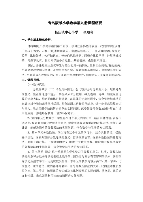 五年级下册数学学科课程纲要