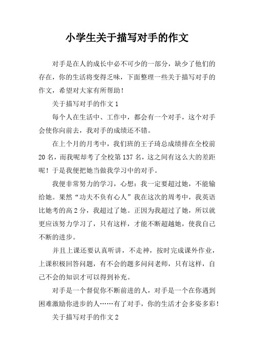 小学生关于描写对手的作文