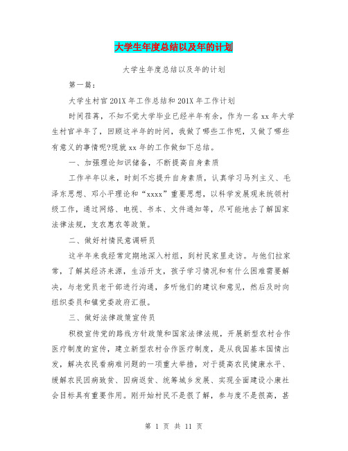 大学生年度总结以及年的计划(完整版)
