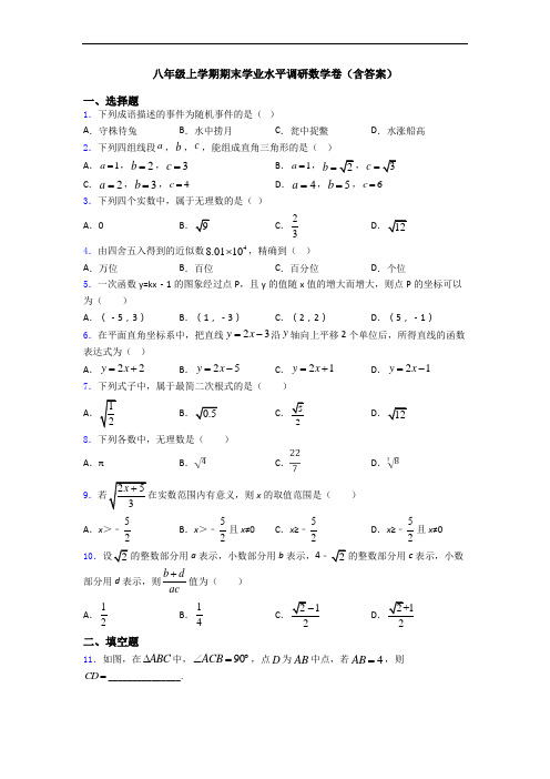 八年级上学期期末学业水平调研数学卷(含答案)