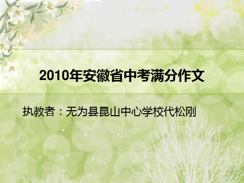 2010年安徽省中考满分作文