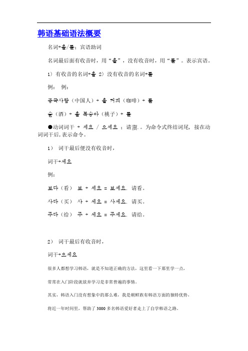 最新韩语基础学习资料(全)教案资料