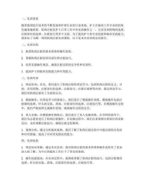 护士打肌肉针实训总结报告