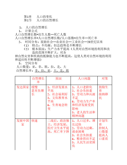 高中地理必修二第一章要点总结