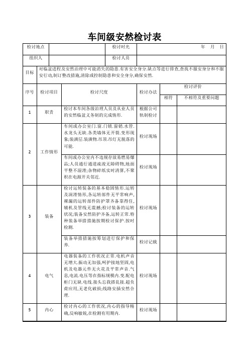 安全生产检查记录表