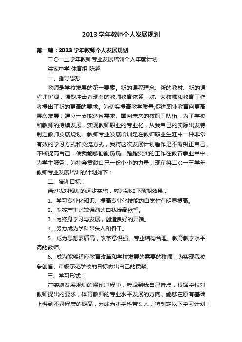 2013学年教师个人发展规划