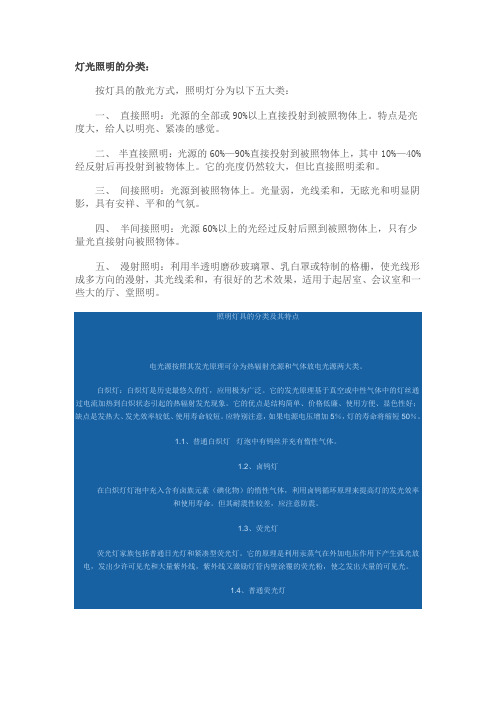 灯光照明的分类