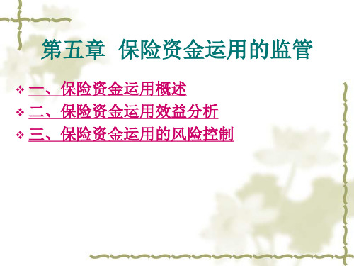 保险监管第五章保险资金运用的监管
