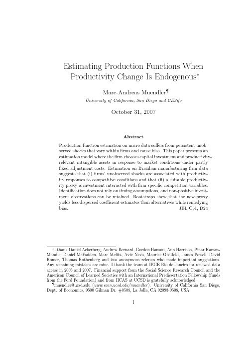 Estimating Production Functions