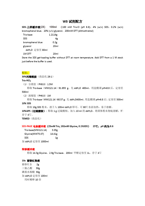 WB试剂配方