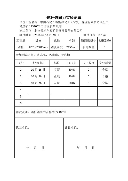 锚杆检测记录