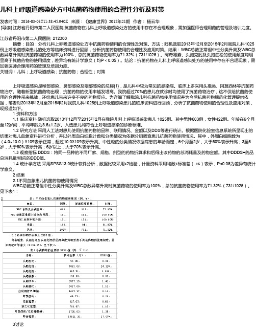 儿科上呼吸道感染处方中抗菌药物使用的合理性分析及对策