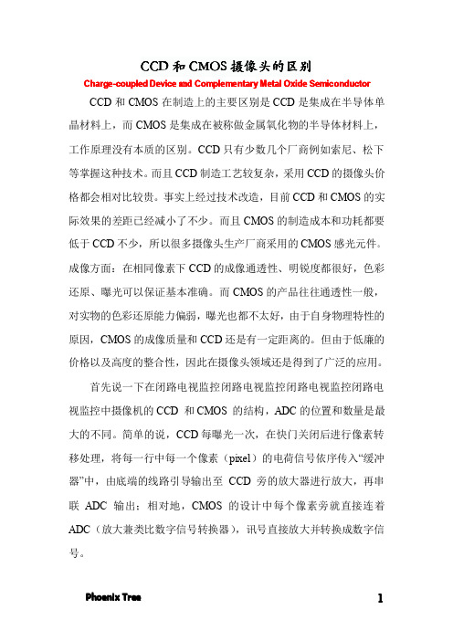 CCD和CMOS摄像头的区别