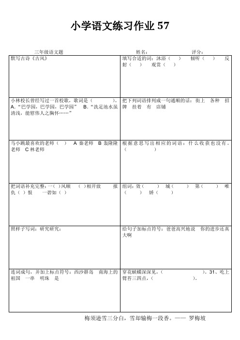 小学语文练习作业57