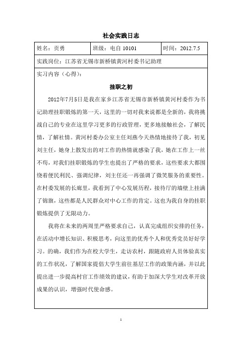 挂职日志15篇