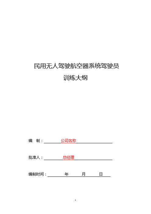 民用无人驾驶航空器系统驾驶员训练大纲