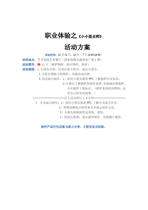 职业体验课外实践方案