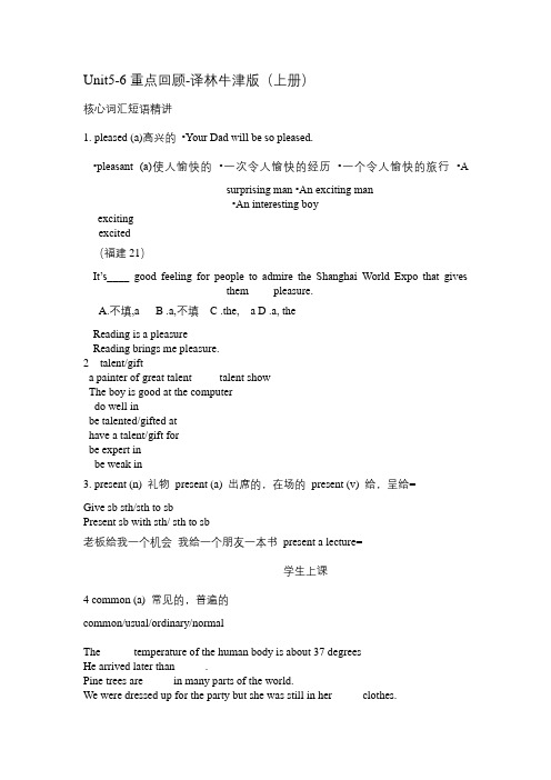 译林牛津9AU5-6重点回顾