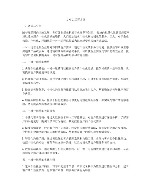 1对1运营方案