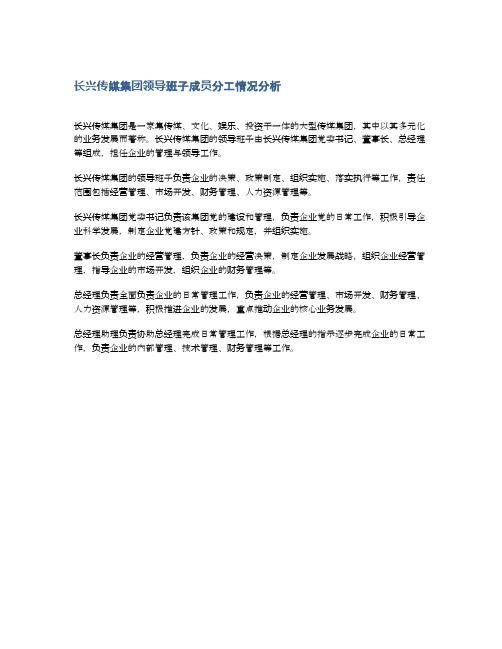 长兴传媒集团领导班子成员分工情况分析